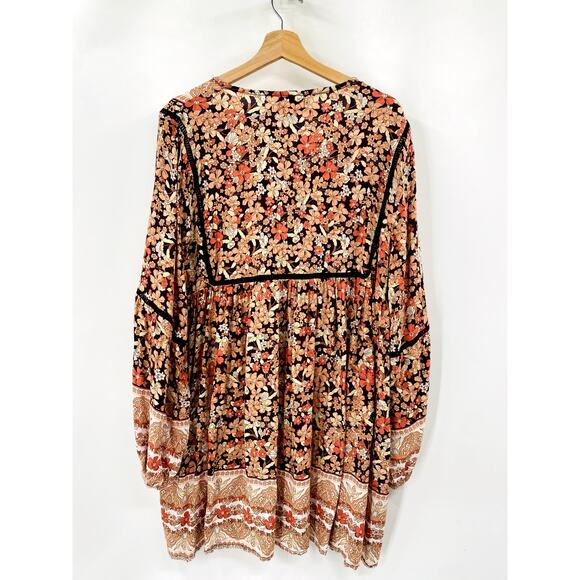 Tanah Folk Boho Floral Long Sleeve Flowy Dress L/XL - Picture 4 of 4